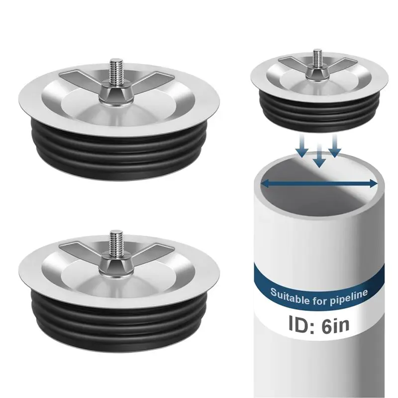 B84B-6 Inch Mechanical Plug Drain Expansion Pipe Cover With Wing Nut Fit For Outdoor Most Pipes Sink Pools
