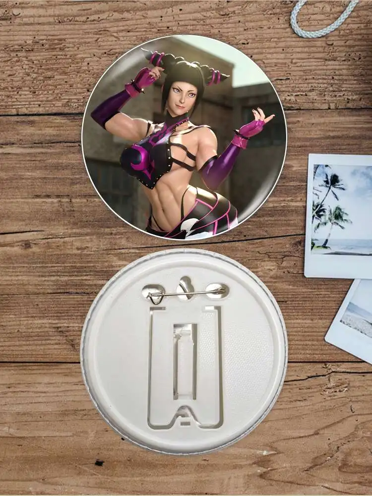 Juri Han Anime Character Game Soft Button Badge Brooch anchor Peripherals Pin Commemorative DIY Lapel Backpack Decoration 75mm