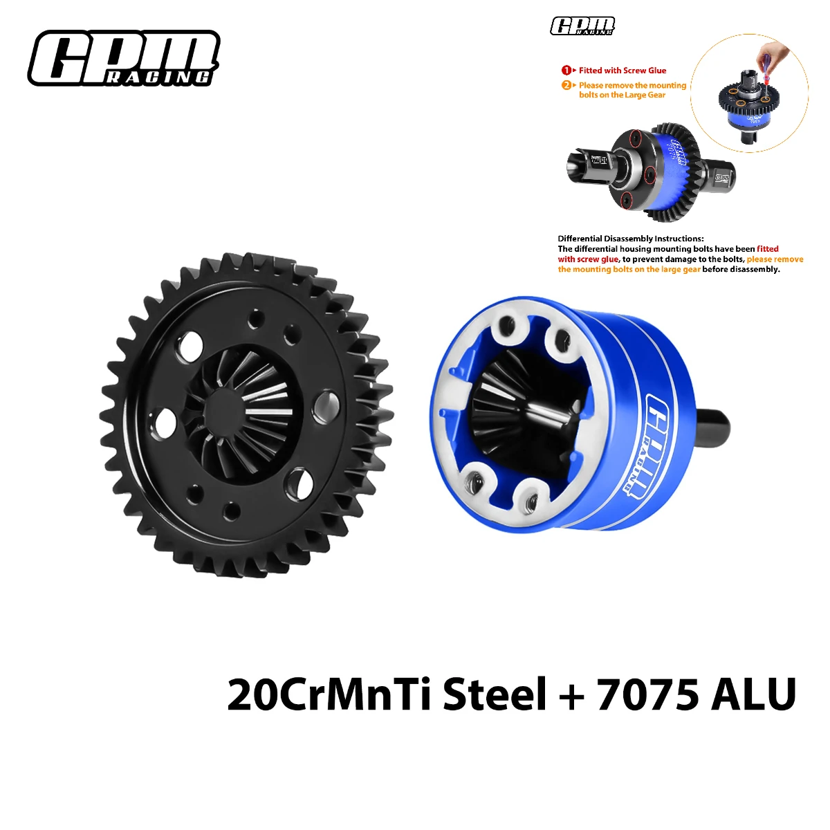 

GPM ARA2508S 20CrMnTi Steel + 7075 Alloy Complete Center Differential 63T / 0.5M Mini Kraton No Diffs Oil
