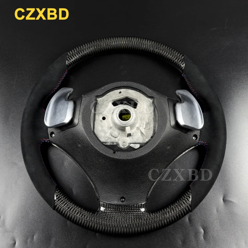 Fit For BMW X5 X6 E70 E71 Round Shape Real Carbon Fiber Steering Wheel High Quality Alcantara Customized