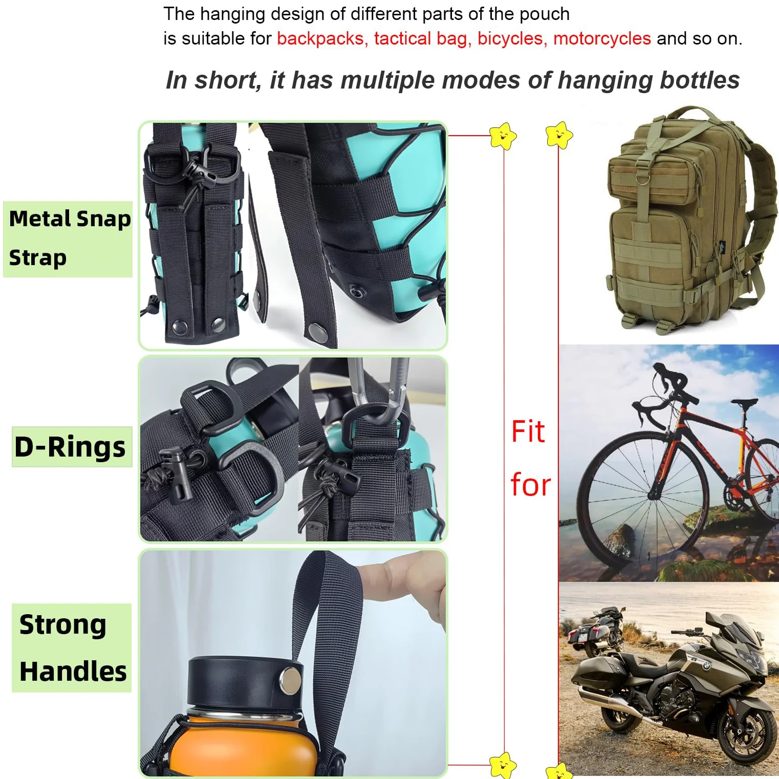 1000D Molle Waterfleshouder Tactische Zakjes 32 40 64 oz Multi Gebruik voor Buitensporten/Rugzak/Vest/Riem/Fiets