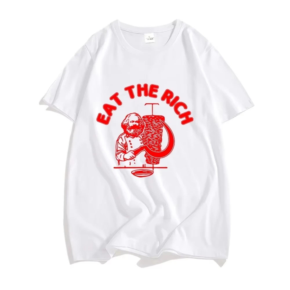 Camiseta Doner Kebab con estampado de letras Eat The Rich, camisetas básicas unisex de verano, camisetas informales con cuello redondo, camiseta de manga corta, camisetas de verano
