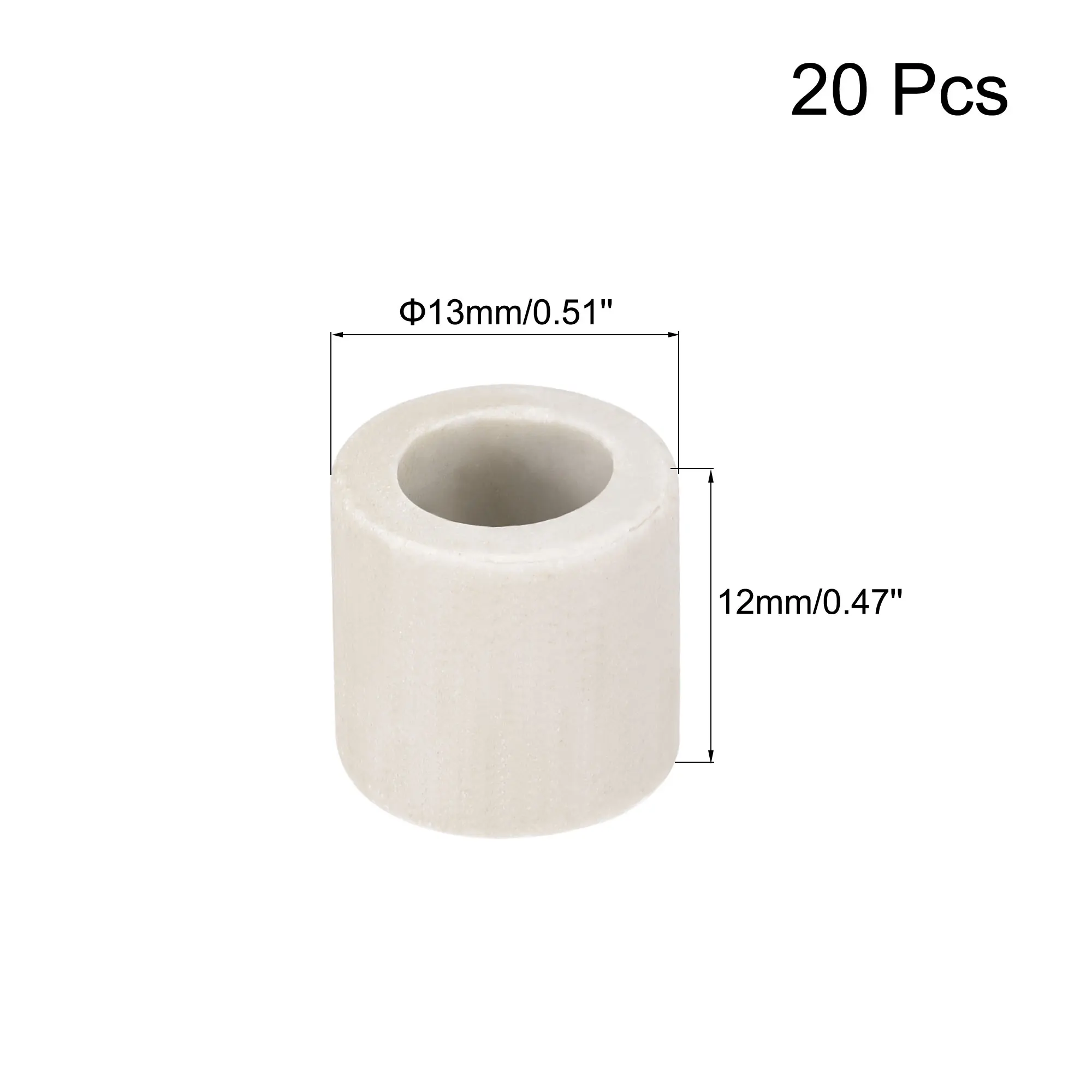 20Pcs 8mm Dia High-Temperature Resistant Insulating Ceramic Tube Single Bore Insulating Pipe for Electric Heating Elements