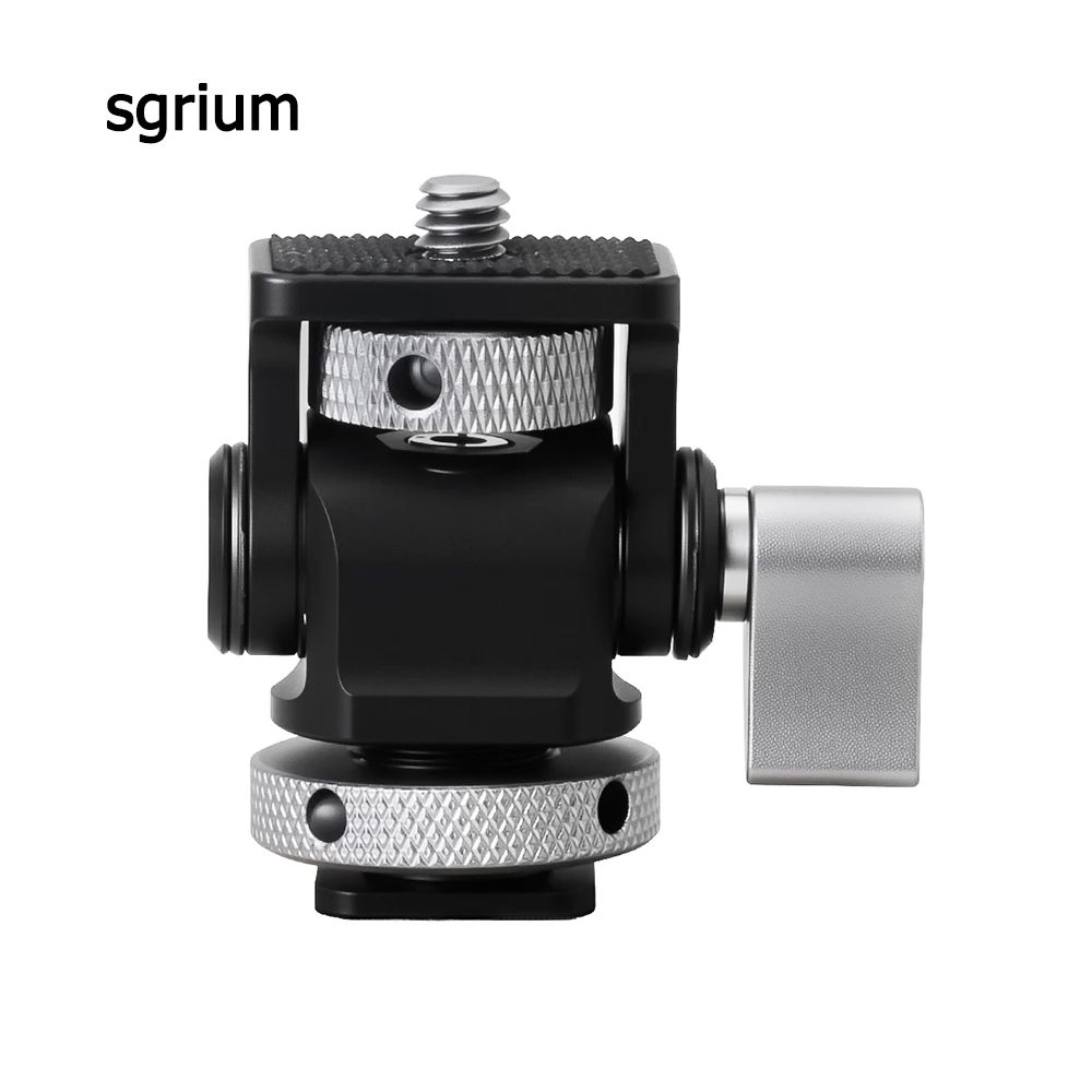 sgrium DSLR Camera Clamp Adjustable Monitor Mount with Cold Shoe Anti Twist 1/4" Screw for Monitor Flash Light DIY Attachmen