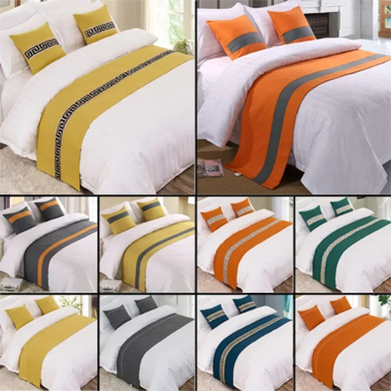 Solid Color  Linen Plain Thick Cotton Bedspread Bed Runner Throw Home Hotel Bedroom Bedding Decor Bed Tail Towel Protector