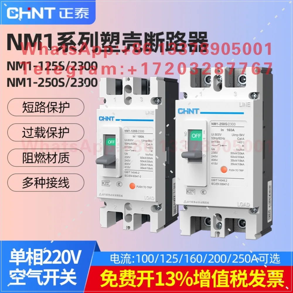 Chint plastic case circuit breaker two-phase air switch NM1-125S 250S/23002p plastic case empty 220v