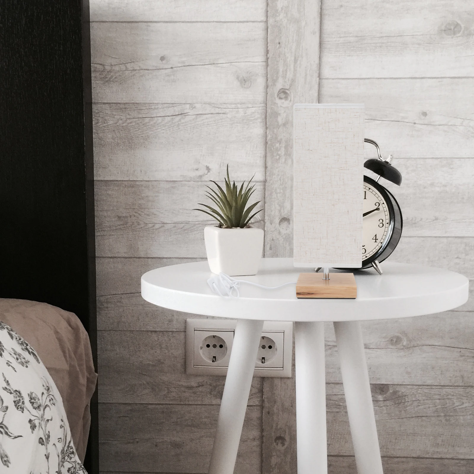 

1pcs Solid Wood Cloth Cover Night Light Romantic Atmosphere Lamp Creative Bedside Decorative Light For Bedroom Home