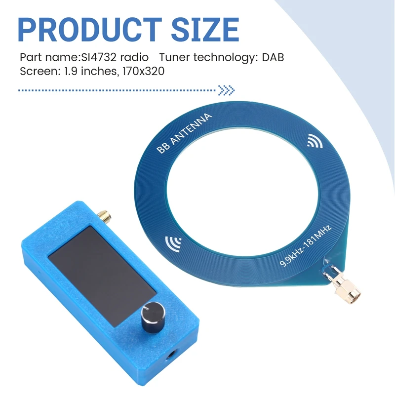 SI4732 Радио SMA Интерфейс 0,5-108 МГц Полнодиапазонный AM FM LSB USB-радио с цилиндрической антенной 1,9-дюймовый IPS-экран