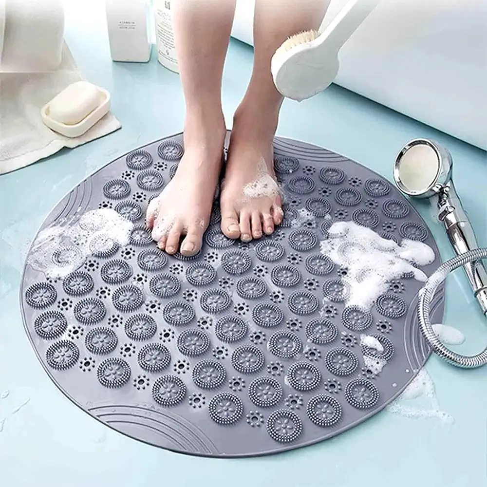 Grey 55cm PVC Shower Massage Mat Non Slip