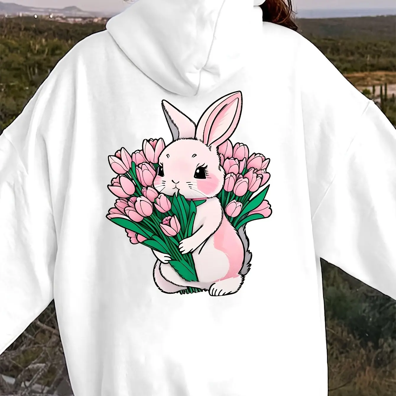 

Rabbit Graphic Printing Autumn and Winter Cotton Men's and Women's Hoodies Casual Outdoor Street Sports Loose Training Brand