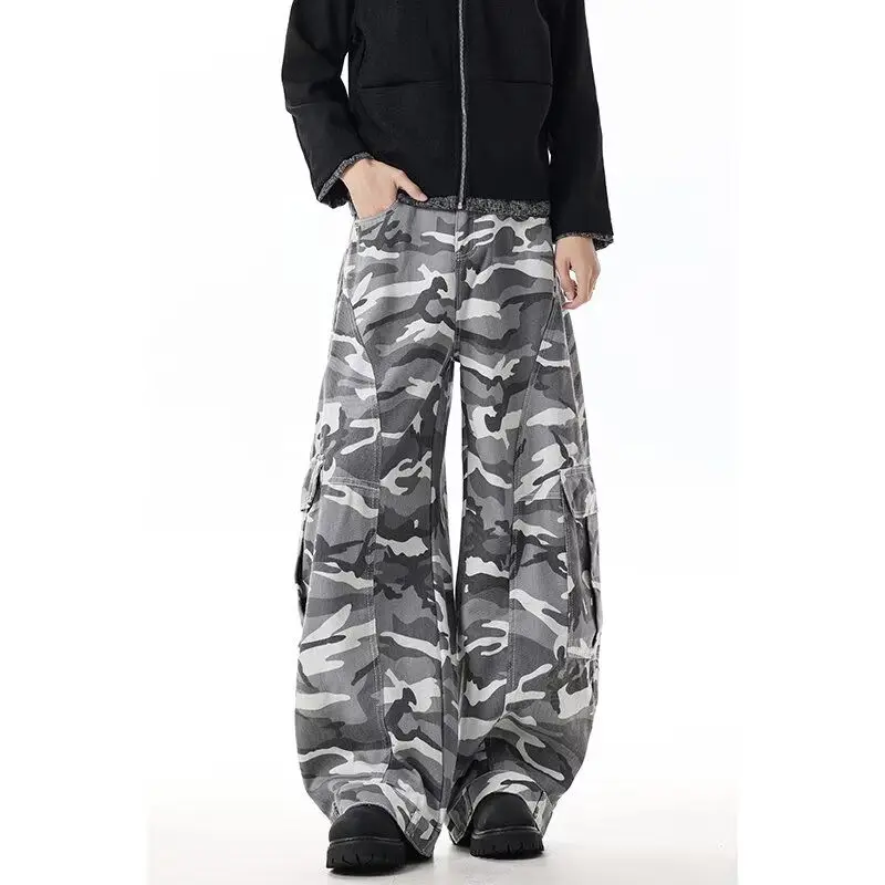 

American Retro Baggy Knife Blade Camouflage Work Pants Casual Loose Fit Street Sle Men's Women's Faion Brand Summer Jeans