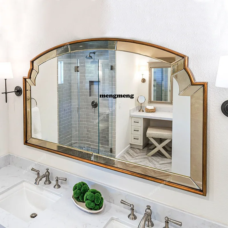 New design European bathroom mirror wall-mounted bathroom washbasin wall-mounted retro toilet mirror