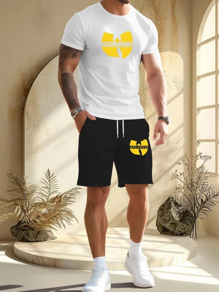

Summer New Men's Suit Casual Fashion Men's and ' Printed T-shirt Street Hip Hop Short Sleeve Shorts Men's Clothing