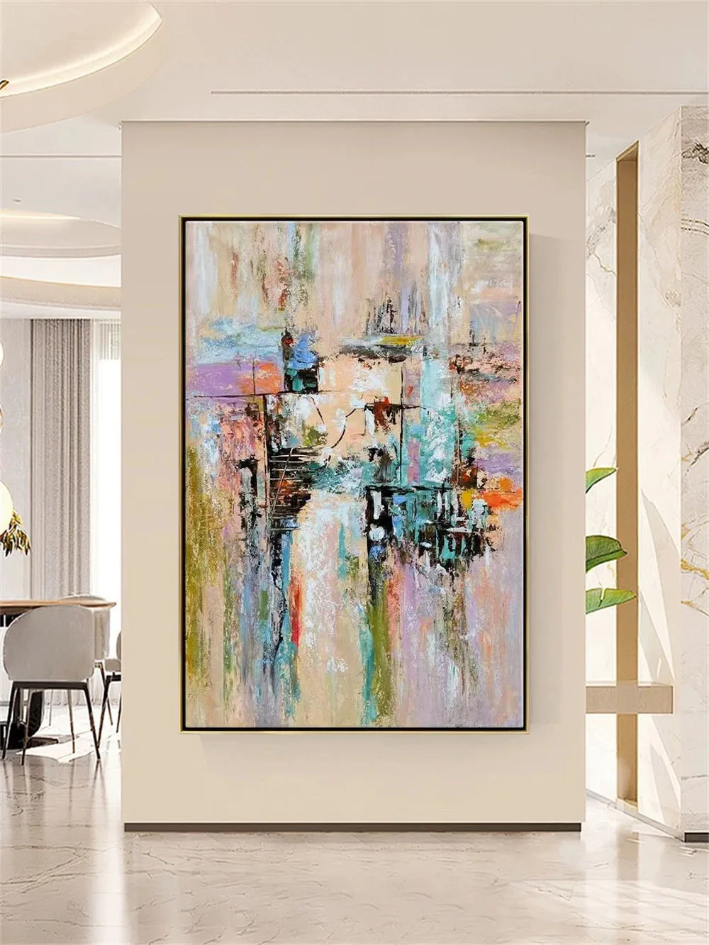 

High Quality Texture Color Abstract Oil Painting Pure Hand Drawn Large-Sized Home Decoration Living Room Corridor Hanging Chart