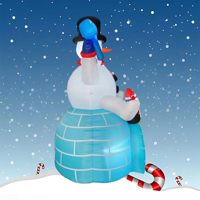 Inflatable Toy Sitting Snowman Penguin Christmas Inflatable Model Luminous Inflatable Model Christmas Atmosphere Decor Model