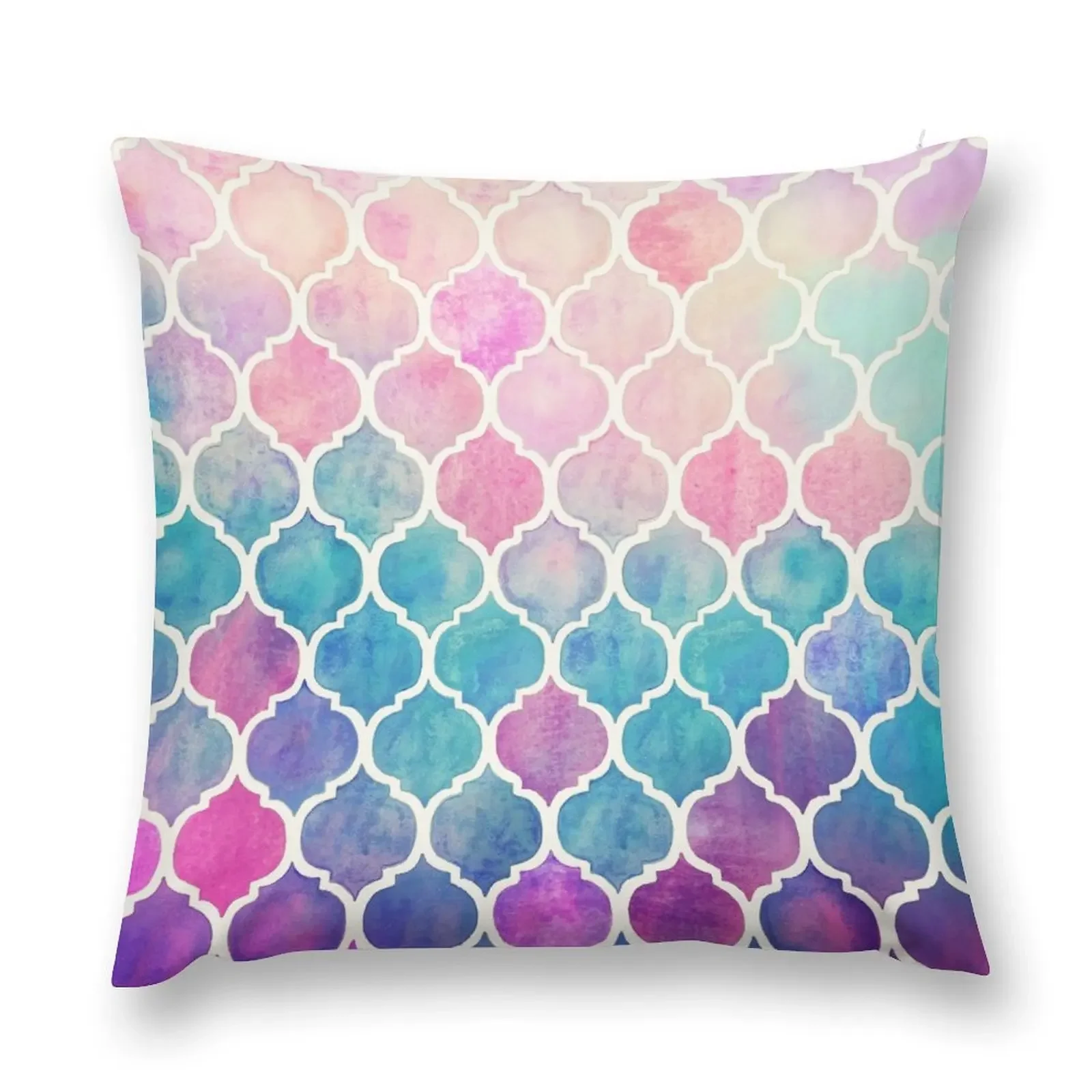 

Rainbow Pastel Watercolor Moroccan Pattern Throw Pillow New year Decorative pillowcase pillow