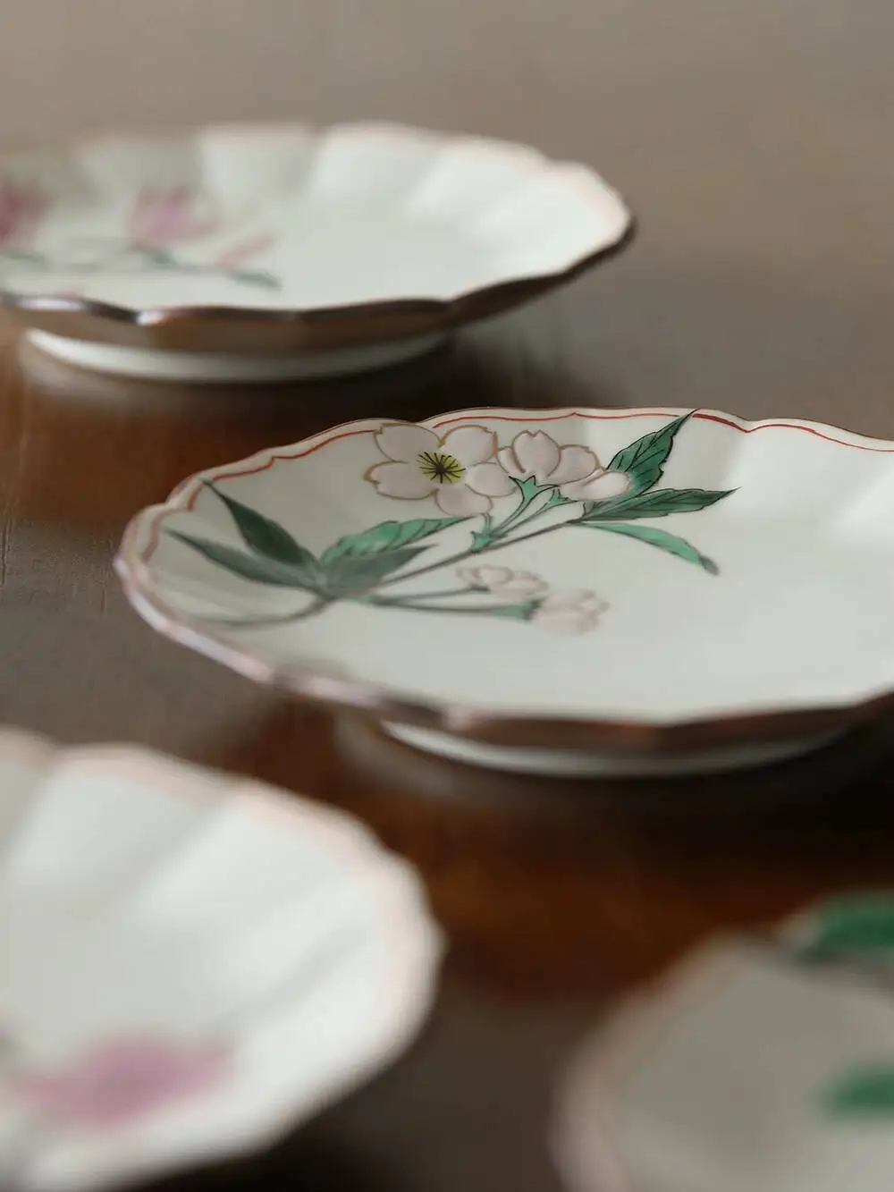 In Stock Japanese Imported Kutani Ware Artist Hand-Painted Four-Flower Small Plate High-End Art Ceramic Gift Box