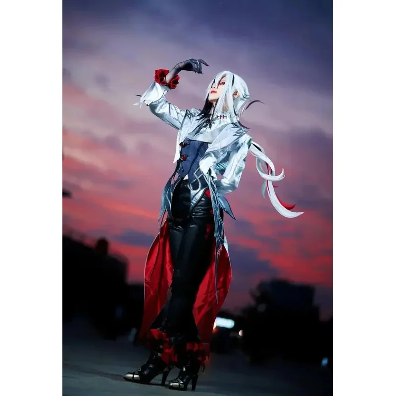 Genshin Impact Arlecchino The Knave Косплей Костюм Fatui Harbinger Набор париков Snezhnaya Servant Хэллоуин Вечеринка Наряд для женщин