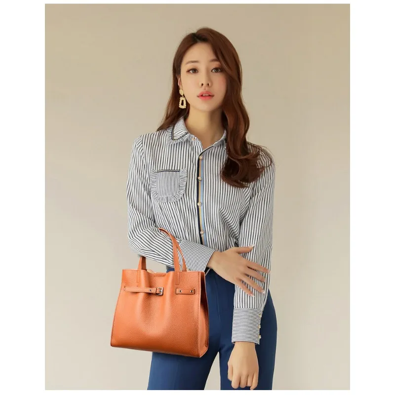 2024 Fashion Trend New Genuine Leather Women's Bag ExquisiteandVersatile Handbag Large Capacity First Layer Cowhide Shoulder Bag