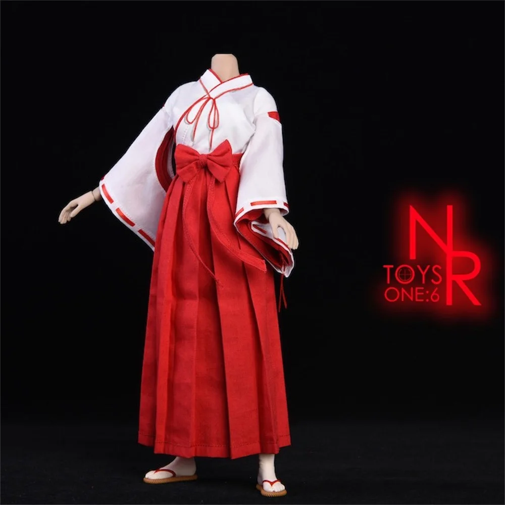 1/6 NRTOYS NR20 Weibliche Soldat Kikyo-lattich-perücke Hexe Kimono Miko Anzug Mit Clogs Kleidung Modell für 12 Zoll Action Figur Körper spielzeug