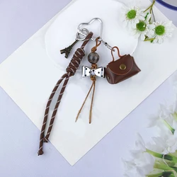 Personality Braid Rope Bag Pendant MIU Style Mobile Phone Decor Keychain Bag Charms Hanging Decoration With Mini Bag Bow Tower