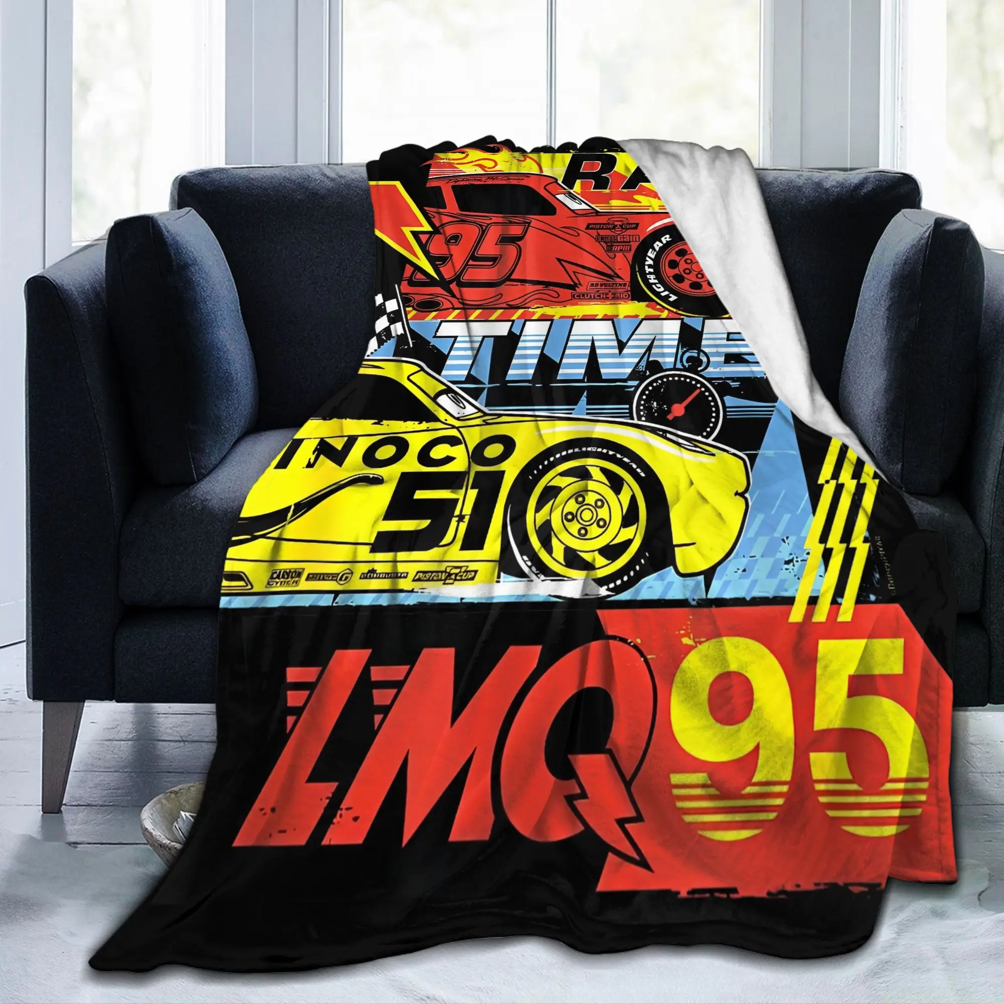 

Вязаное одеяло Cars Race Time Lightning McQueen Racing, флисовое супер теплое одеяло для спальни, дивана, спальни, одеяло