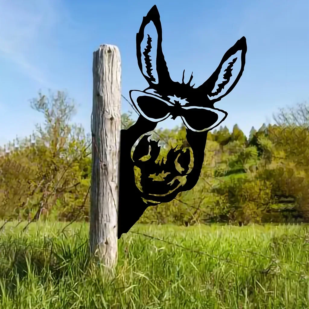 Donkey Iron Silhouette Garden Fence Ornament Farm Wall Art Iron Craft Home Garden Party Decoration