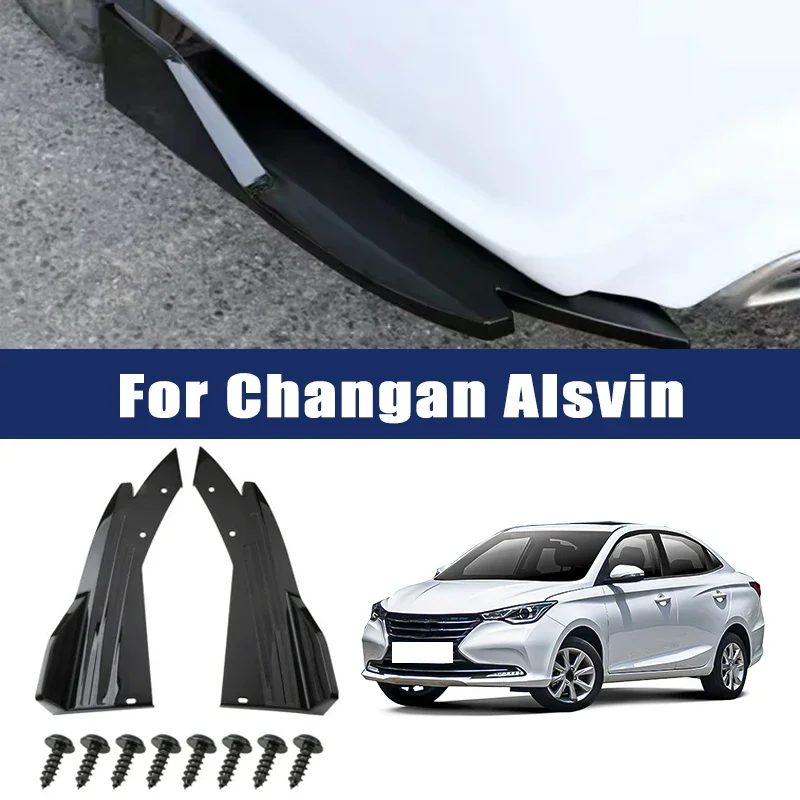 2pcs Car Rear Bumper Spoiler Lip Carbon Fiber Wing Trim Anti-crash Diffuser Side Skirt Wrap Angle Splitter For Changan Alsvin