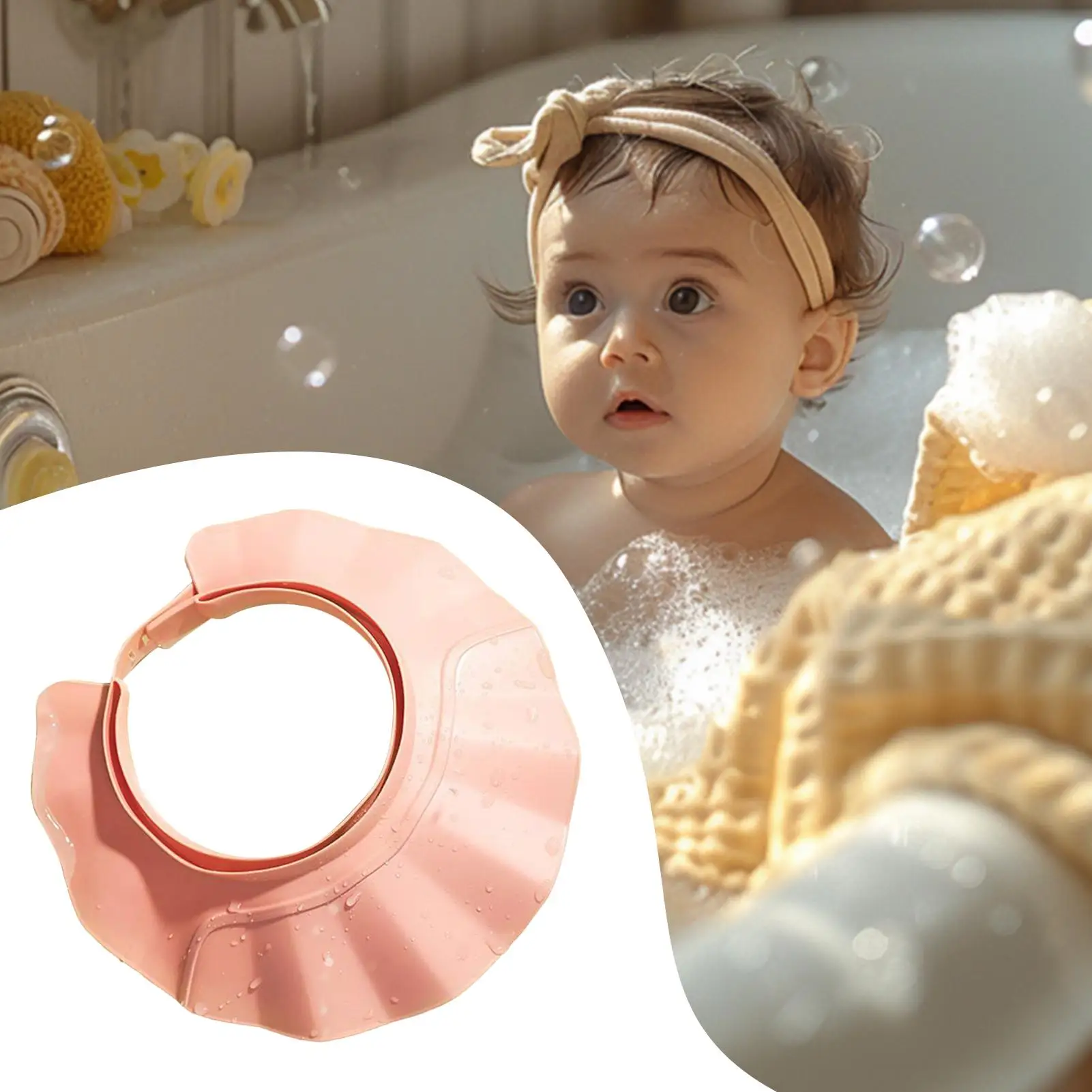 

Baby Shower Caps Kids Shampoo Hat Bath Shield Waterproof Ear Eye Protection Visor Wide Brim Adjustable Shampoo Protection Hat