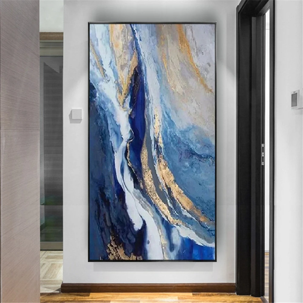 Best Art Handmade Wall Art Pictures Gold Blue Gray Yellow Texture Abstract Oil Painting On Canvas Wall Paintings Decor Home Sofa