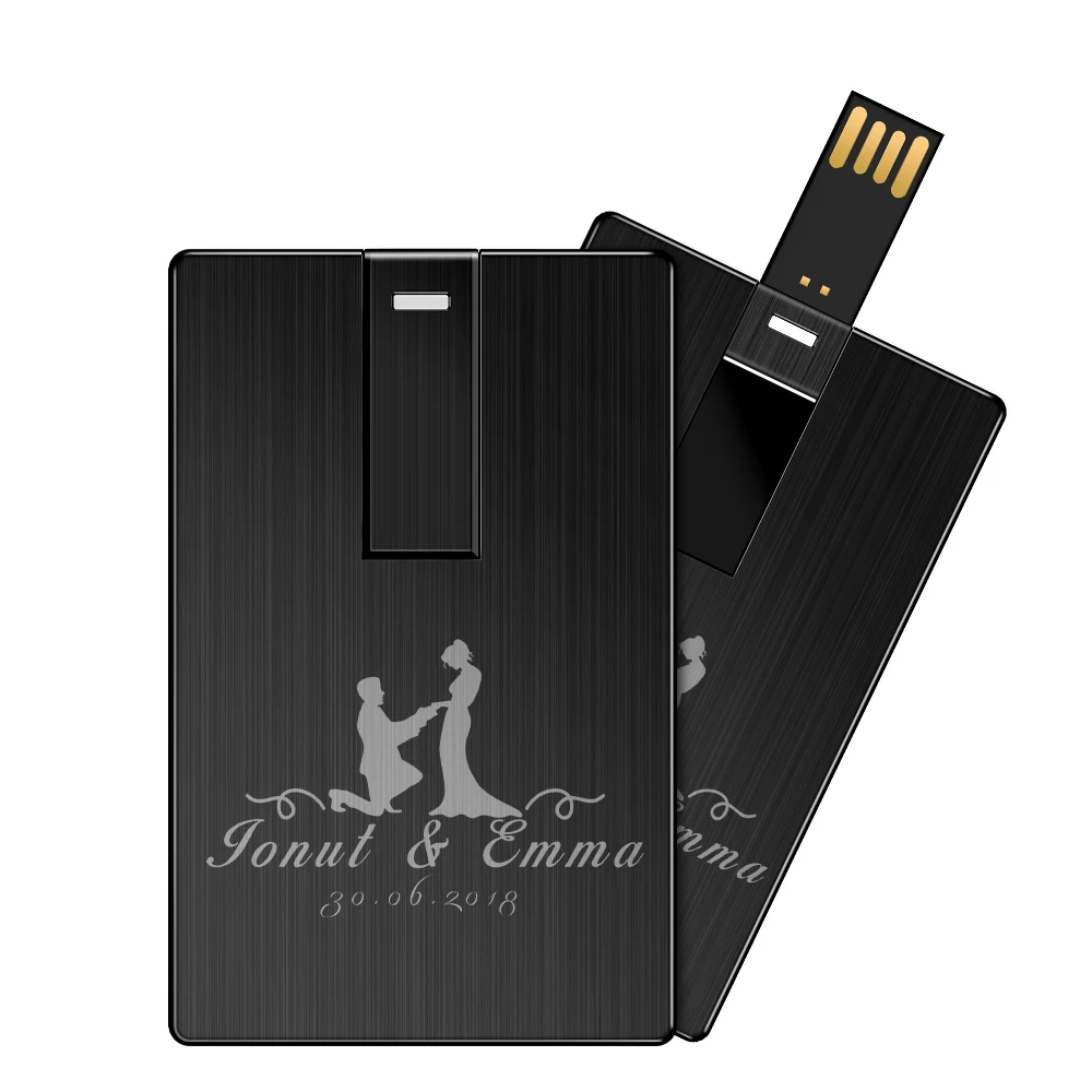 

Metal Card USB Flash Drive 64GB Creative Business Gift Memory Stick Black Pen Drive 32GB Silver Mini External Storage 16GB 8GB