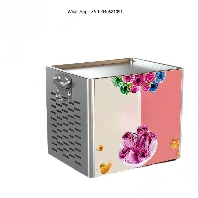 Commercial Thai Ice Cream Roll Machine, 330W Fast Cooling Fried Ice Cream Maker with 3024cm Pan for Snack Shop