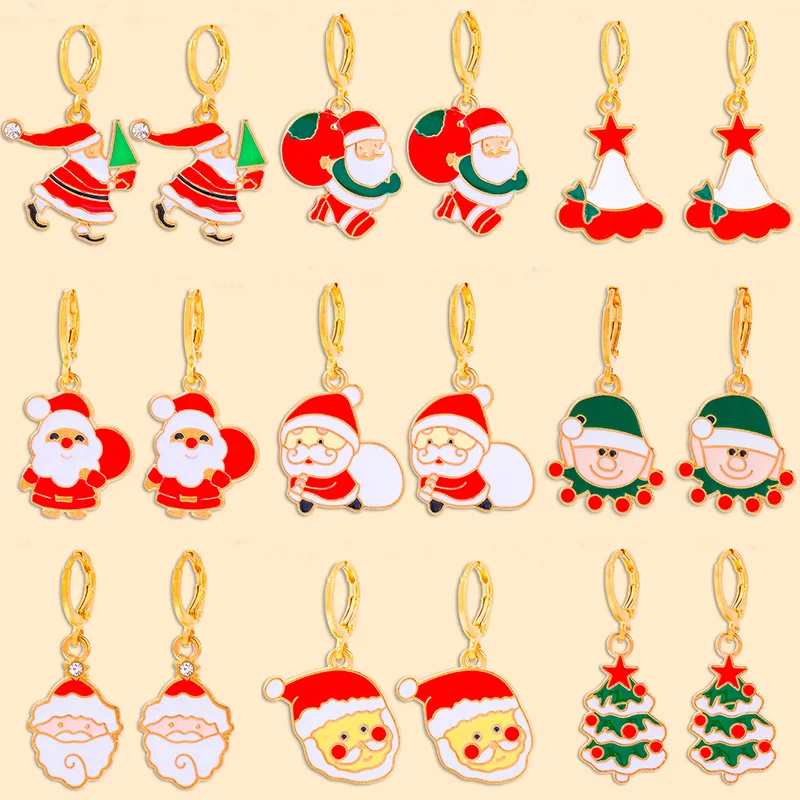 

3 Pairs Creative Christmas Ornaments for Women Friends Kids Christmas Party New Year Jewelry Gifts Cute Santa Claus Stud Earring