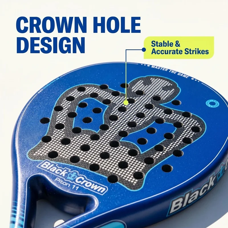 3 Farben Crown Padel-Schläger aus Kohlefaser mit Logo-freier Tragetasche, Crown Hole Design für Erwachsenentraining und Wettkämpfe – Detail 11