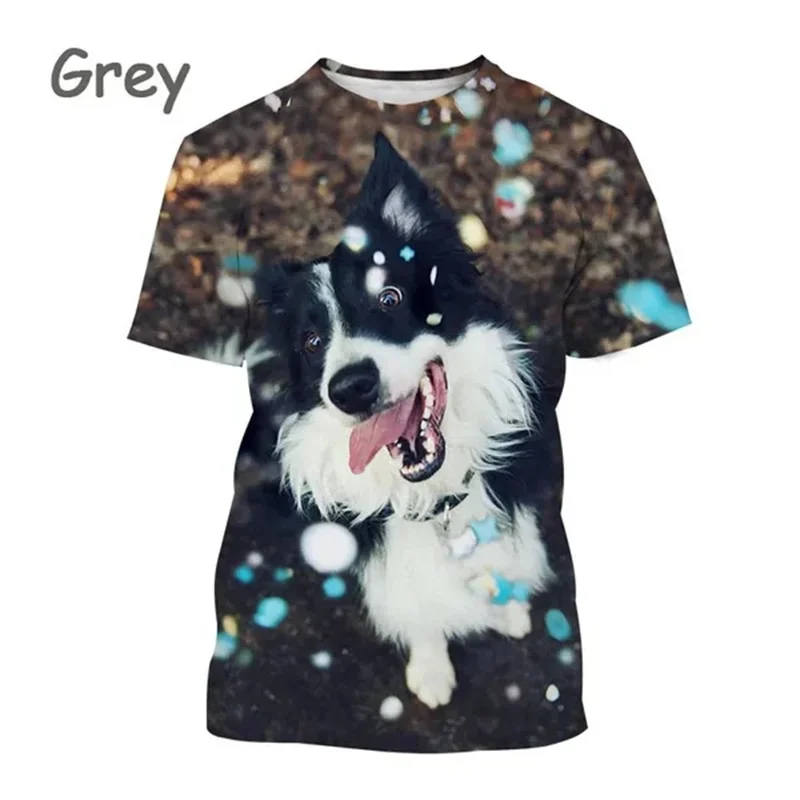 New Popular Border Collie 3D Printed T-shirt Fashion Cute Dog Unisex Animal Round Neck Casual Short Sleeve Women Clothes Tee Top