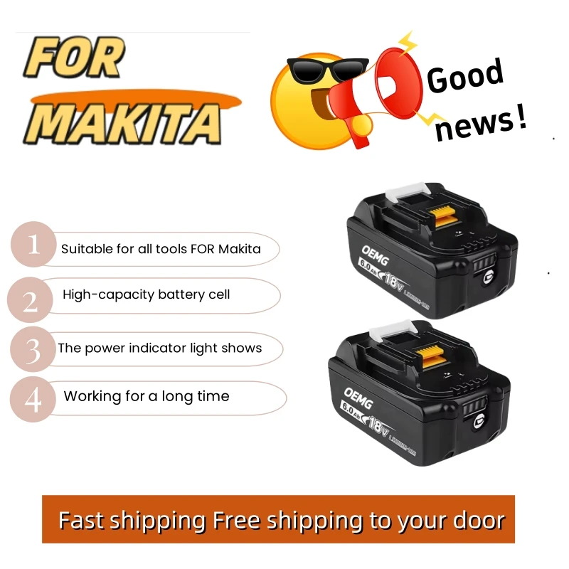 

FOR Makita 18V 6Ah Battery Pack:Boosts productivity—works with LXT drills/sanders, resists jobsite wear, minimizes recharges