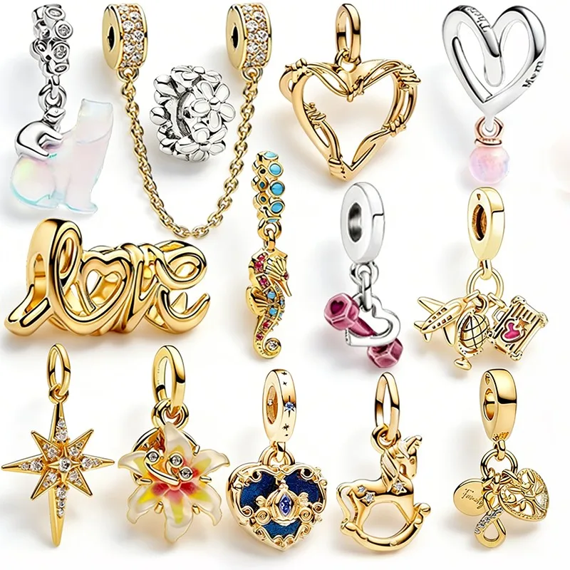 

Hot Sale Unicorn Sea Flower Bear Travel Multiple Series Charm Bead Pendant Fit Original Snake Bone Sterling Silver Bracelet Gift