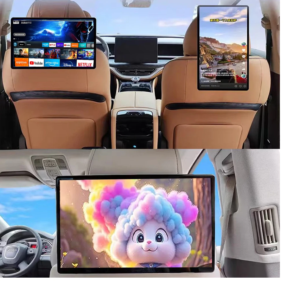 13.5 inch Car Headrest Monitor 4G WIFI Screen Rotation Tablet PC Andriod 15 HUD 4K 1080P 6G+128GB ROM Bluetooth/HDMI/Airplay