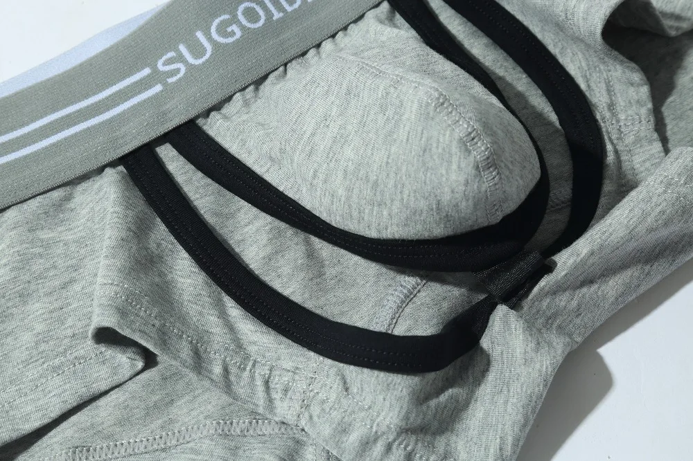 ชุดชั้นในเซ็กซี่ชาย Boxershorts แฟชั่นกางเกงชาย Hollow POUCH Boxer กางเกงขาสั้น Bulge Underpants ผ้าฝ้ายเปิดด้านหน้ากางเกง