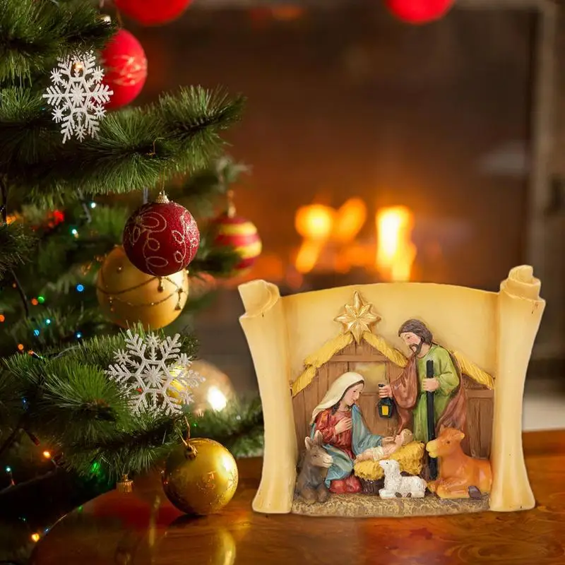 Nativity Sets Desktop Figure Christmas Crafts Decor Nativity Set Classic Stable Resin Nativity Figures For Nightstand Windowsill