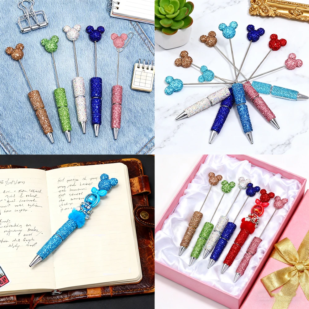 20 قطعة من أقلام الخرز الكاملة المصنوعة من حجر الراين - قلم حبر جاف لامع DIY، مثالي للطلاب والهدايا