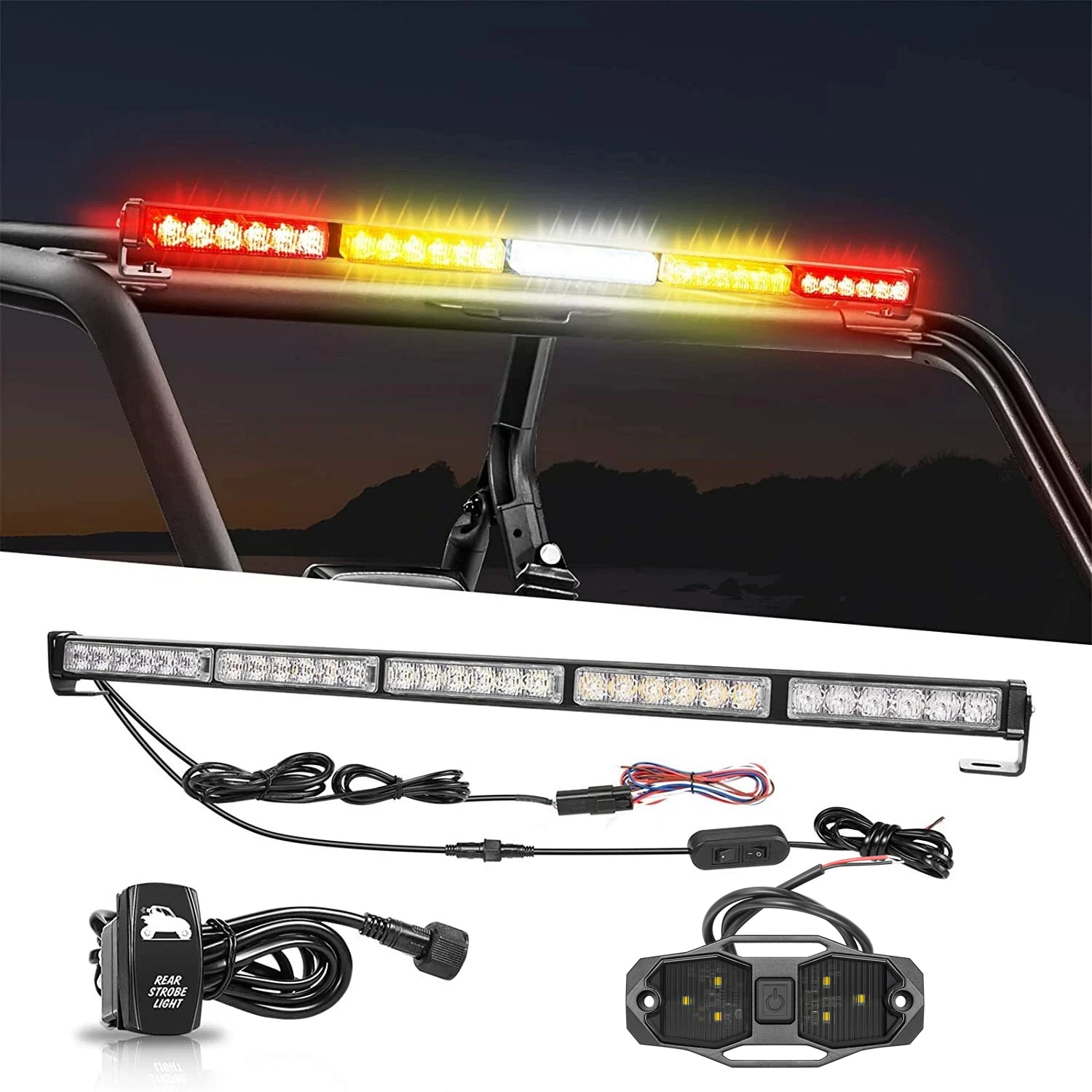 30 inch UTV Chase LED Light Bar with Interior Dome Light Brake Reverse Turn Signal For Polaris RZR Ranger General Can Am X3 MAX