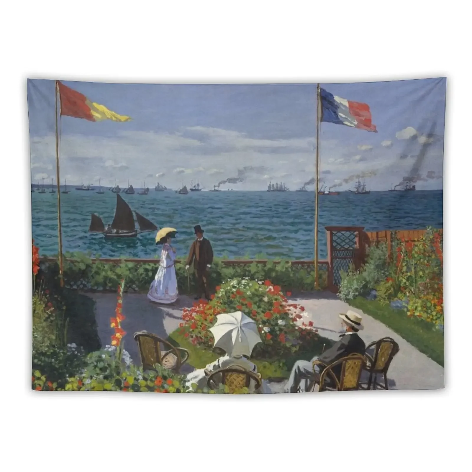 HD. Garden at Sainte-Adresse, by Claude Monet. HIGH DEFINITION Tapestry House Decoration Japanese Room Decor Tapestry