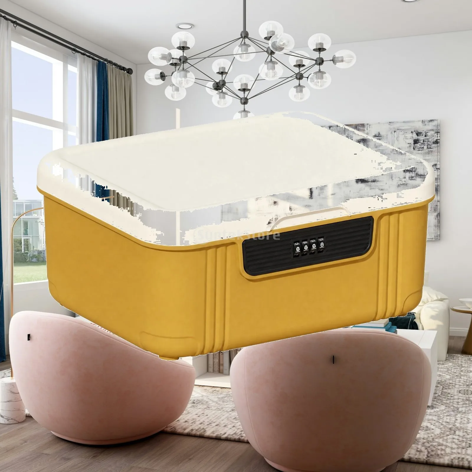 Lockable Storage Container ABS Plastic Organizer Box with Combination Lock for Home Closet Travel Safe Security Box
