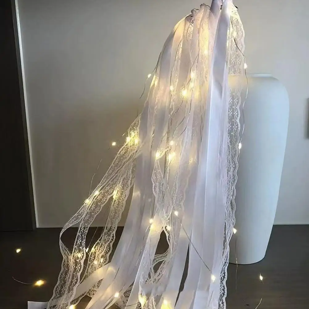 High-density Ribbon Stick Ribbon Fairy Wand Light-up Wedding Wands with Ribbon Bells for Wedding Reception Graduation for New