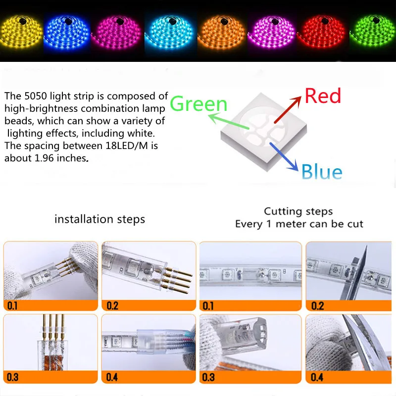 100M luces led strip 220v Outdoor garden led strips 220 V RGB 5050 IP67 Waterproof For christmas indoor ceiling With white light