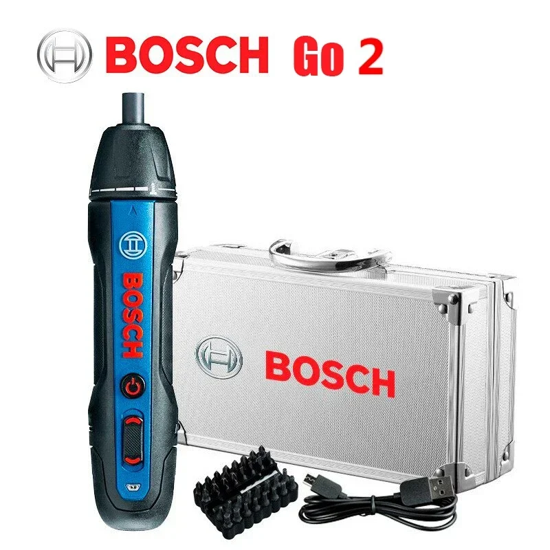 

Беспроводная электрическая отвертка BOSCH GO 2, регулируемая 5 Нм, аккумуляторная отвертка типа C, большая батарея 1,5 Ач с 32 битами
