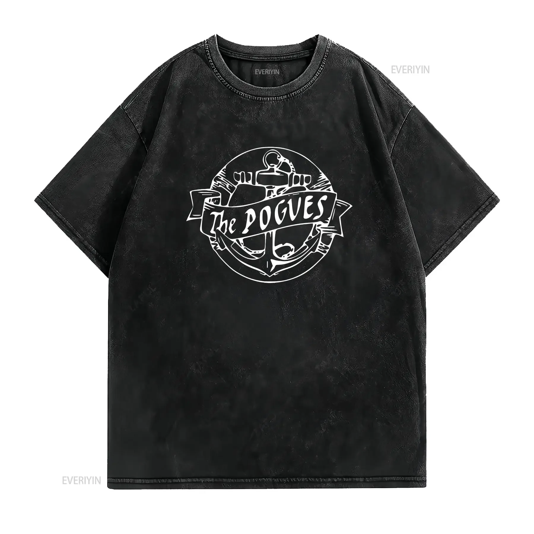The Pogues Punk Skull Biker Glam Rock Band Irish Stiff Sham T shirt Top vintage Washed Top For Everyday Wear Stylish