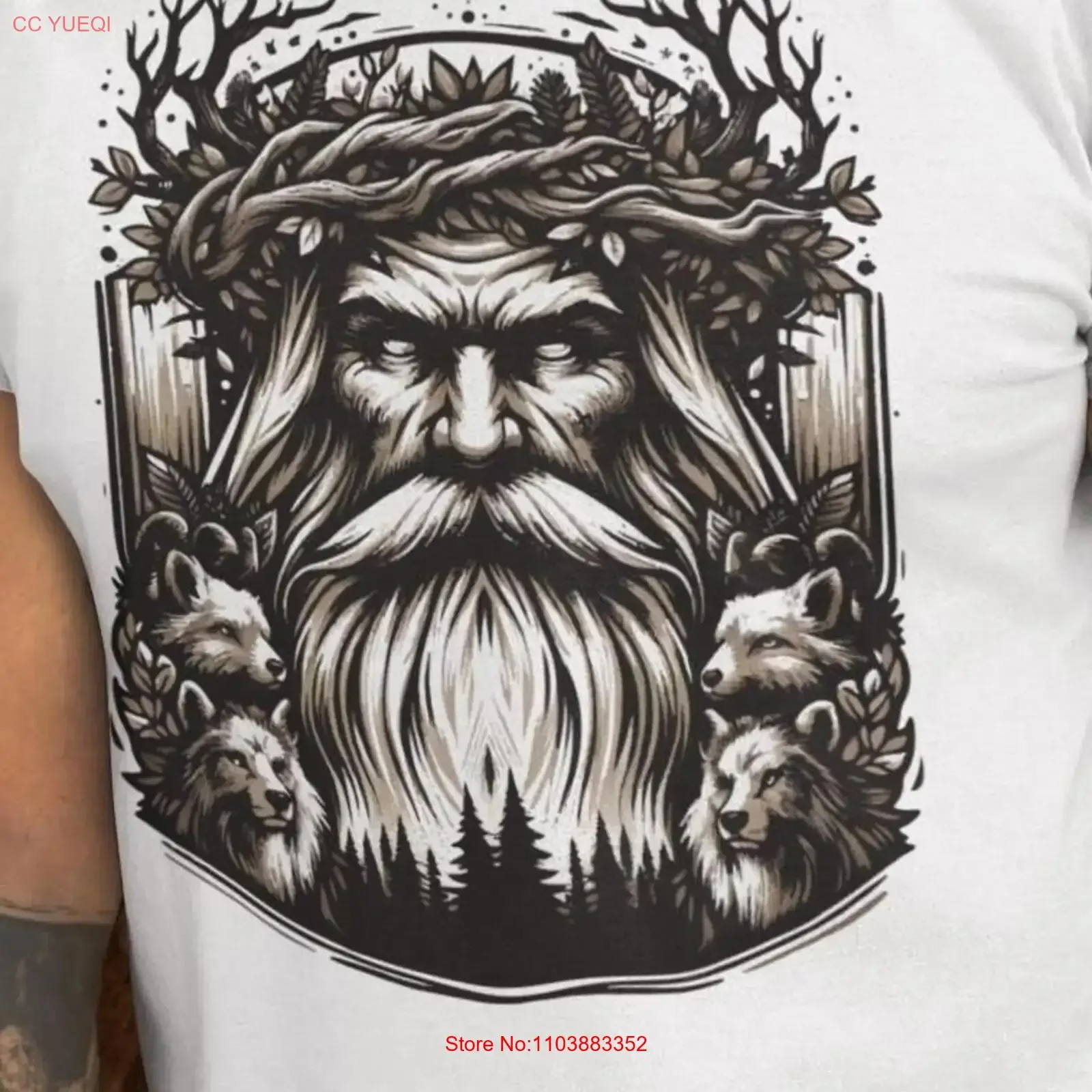 Футболка Leshy Slavic Folklore Forest Guardian Spirit, винтажная стильная, растянутая, универсальная, дышащая, слегка с рисунком