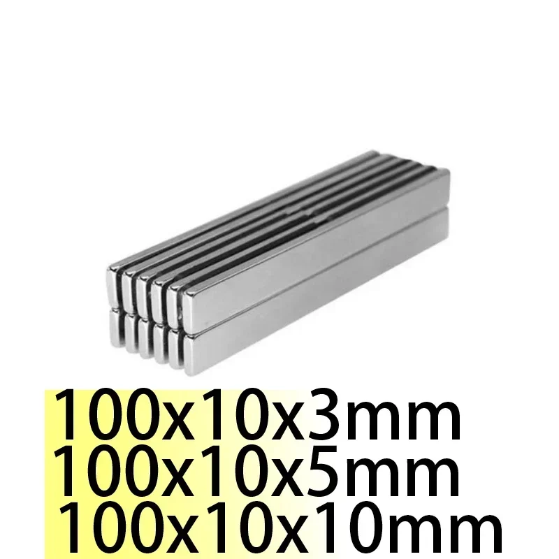 N52100x10x3 100x10x5 N35100x10x10 Rectangle Square Neodymium Generator Bar Block Strong Generation Magnets Motor Rare Magnets